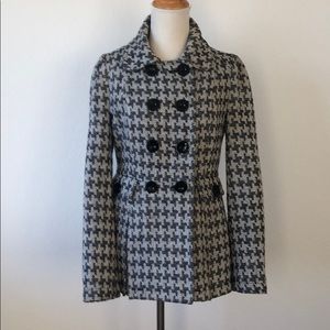 Macy's Black and White Houndstooth Pea Coat